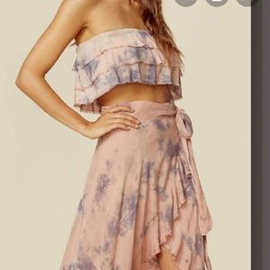 Blue life tie dye tube top & wrap skirt